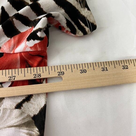 Susan Graver Women's Tunic Top 3X Zebra Floral Beaded Neckline Short Sleeve - Picture 10 of 11